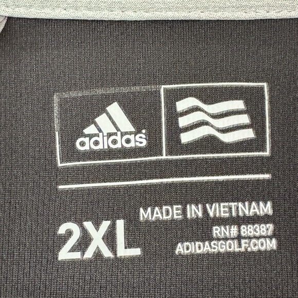 Adidas Black/White/Gray Color Block S/S Polo Men's 2XL - Picture 3 of 7